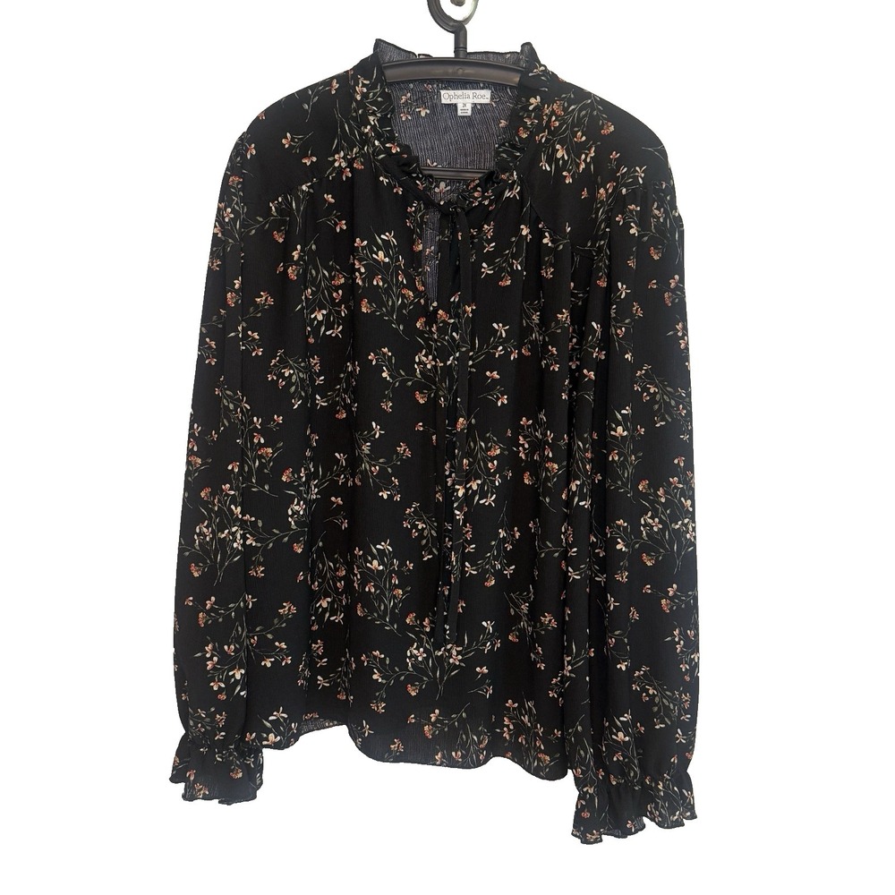 Ophelia Roe Floral Long‎ Sleeve Top 2X Feminine Relaxed Fit Cottagecore Peasant